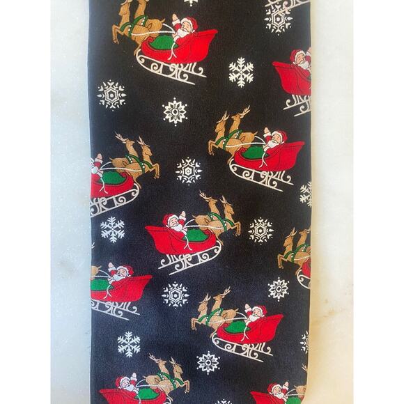 Mens Silk Neck Tie Santa Claus Rudolph Christmas Novelty Holiday Career Party - Picture 4 of 4